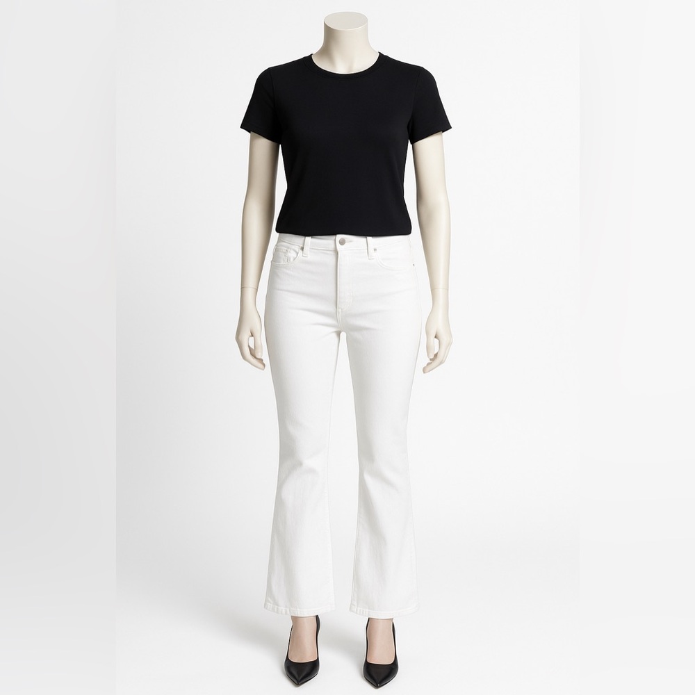 Women’s white denim pants, wide bottom